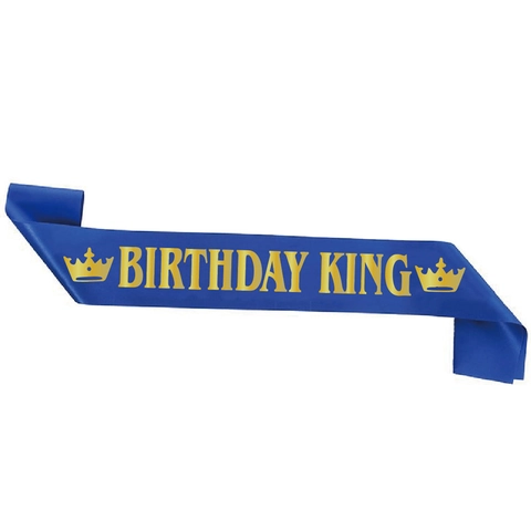 Fascia Birthday King Satin Tracolla Cintura Etichetta Festa Per Uomini Decorazioni Celebrazione Stampa Corona