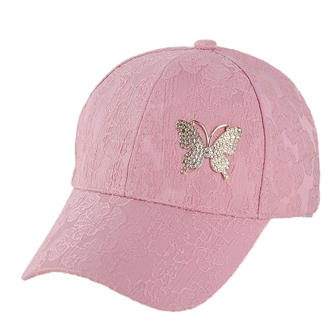 Cappello Da Baseball Alla Moda Con Farfalla Di Strass Jacquard Pizzo Traspirante Protezione Solare Per Donne