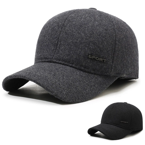 Gorra De Béisbol De Lana De Invierno Para Hombre Cálida A Prueba De Viento Orejeras Sombrero Deportivo Ajustable Para Papá