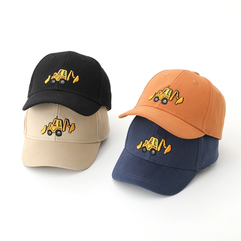 Kids Baseball Cap Cotton Breathable Sun Hat Outdoor Excavator Embroidery For Boys Girls