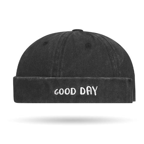 Washed Cotton Docker Hat Brimless Vintage Miki Hat Adjustable Retro Letter Embroidery Casual Streetwear For Men Women