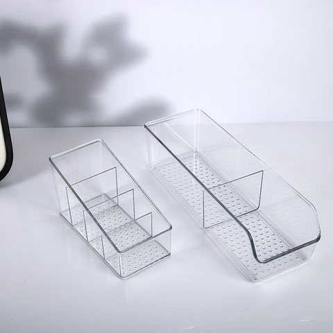 Clear Plastic Desktop Organizer Multi Compartment Divided Storage Box For Cosmetics Tea Bags Stationery Office Bathroom