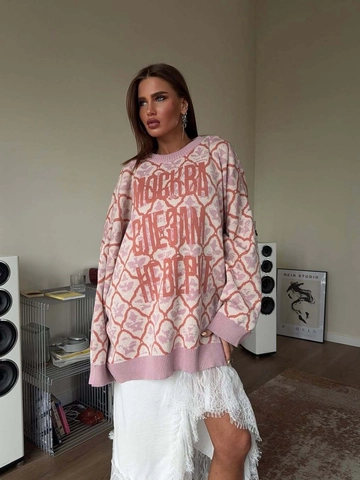 Pull En Tricot Pour Femmes Motif Losanges Oversize Manches Longues Décontracté Doux Chaud Mélange De Coton