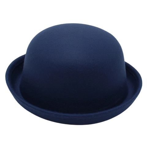 Classic Cotton Round Top Bowler Hat For Kids Women Solid Color Curved Brim Fedora Derby Hat For Sun Protection Party Daily
