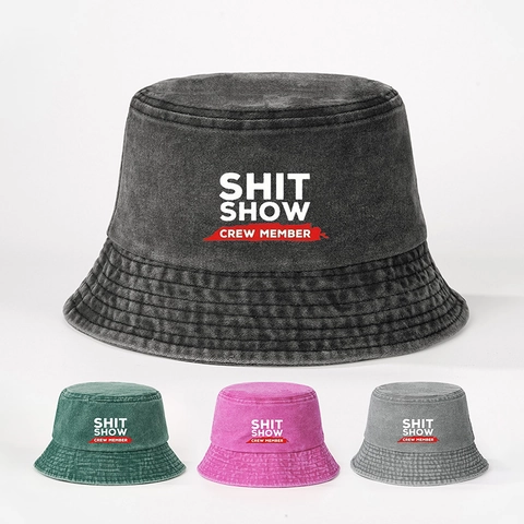 Cappello Alla Pescatora Lavato Protezione Solare Streetwear SHIT SHOW CREW MEMBER Stampa Estate Cappello Da Sole