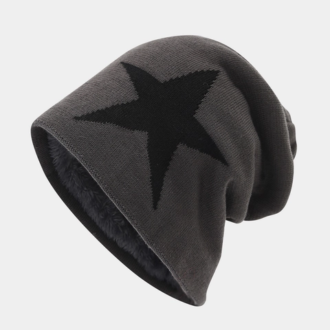 Bonnet En Tricot D'Hiver Doublé Polaire Chaud Acrylique Motif Étoile Sport De Plein Air Hip Hop Unisexe