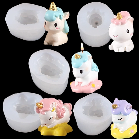 Unicorn Silicone Mold For Aromatherapy Candle Making DIY Desktop Ornament Plaster Epoxy Resin Crafting Flexible White