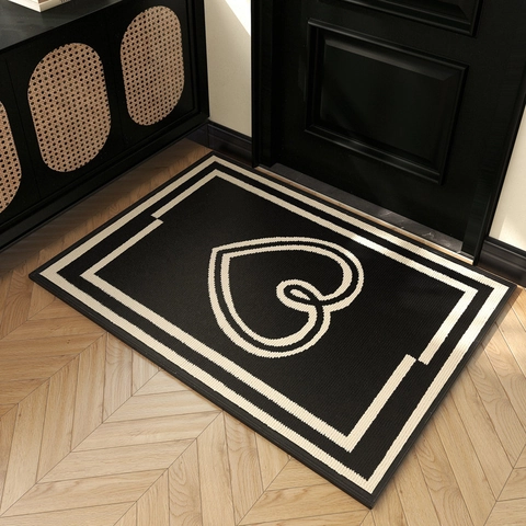 Heart Pattern Doormat Woven Polypropylene Rug Anti-Slip Modern Nordic Style For Entryway Indoor Bedroom