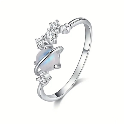 Planeten Ring Kupfer Mit Imitation Mondstein Und Zirkonia Ästhetischer Himmlischer Galaxie Schmuck Für Damen