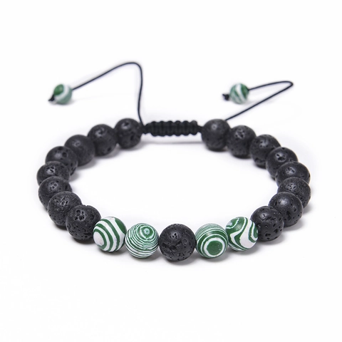 Handmade Lava Stone Beaded Bracelet Adjustable Braided Rope Essential Oil Diffuser Fashion Jewelry For Men Women