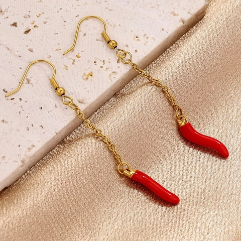 Pendente Peperoncino Rosso Acciaio Inossidabile Smalto Ciondolo Verdura Per Creazione Gioielli DIY Orecchini Collana Artigianato