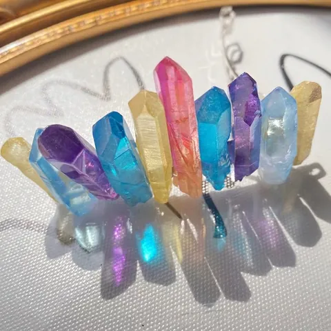 Pinza Para El Cabello De Cristal Crudo Natural Hecha A Mano Pasador De Resorte De Cuarzo Aura Irregular Accesorios Para El Cabello Bohemios Para Mujeres