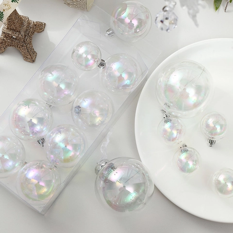 Palle Di Natale Iridescenti Plastica Perla Artificialta Decorazioni Festive Finitura Aurora Festa Vacanze Albero Da Appendere