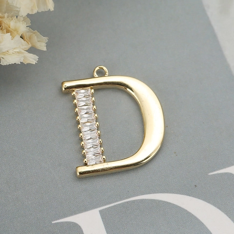 Pendentif Lettre D Zircone Cubique Cuivre Charms Pour Fabrication Bijoux DIY Colliers Bracelets Broches Accessoires