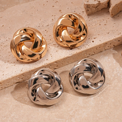 Geometrische Knoten Ohrstecker Metall Poliert Gedreht Love Knot Design Mit Stahl Ohrstecker Vintage Minimalistisch