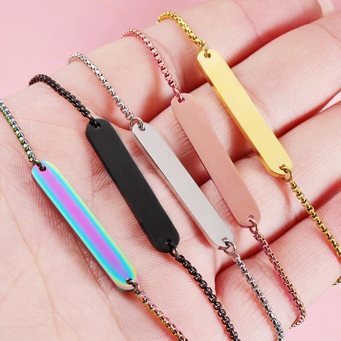 Pulsera Barra Acero Inoxidable Chapado Oro 18K Cadena Ajustable Geométrica Minimalista Joyería Pulida Mujeres Hombres