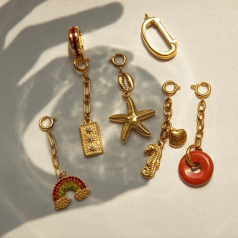 Stainless Steel Ocean Sea Charms Pendants Gold Plated Artificial Pearl Stone Shell Seahorse Sun Moon Boho Beach DIY Jewelry Making