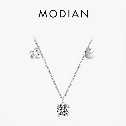 925 Sterling Silber Krebs Sternzeichen Halskette Für Damen Rundem Zirkon Anhänger Und Zeichen Charm