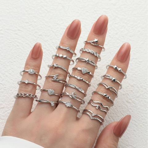 925 Sterling Silver Rings For Women Micro Inset Cubic Zirconia Minimalist Trendy Commuter Fashion Finger Jewelry