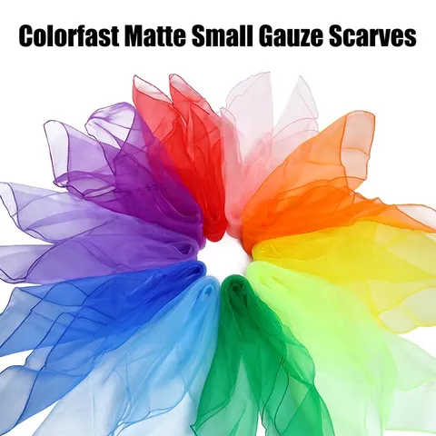 Solid Color Chiffon Square Scarf Performance Dance Silk Scarf For Women Kids Candy Color Windproof Neck Wrap