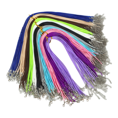 Cordón de Collar de Hilo Encerado Ajustable Con Cierre de Langosta de Metal Y Cadena de Extensión Para Hacer Joyas DIY Colgantes Varios Colores