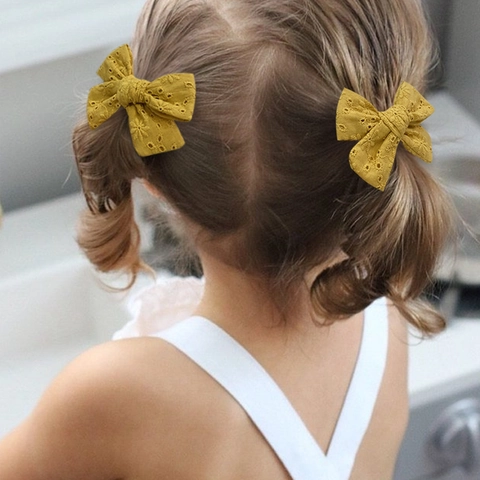 Pinzas Para El Pelo Con Lazo Encaje Bordado Tela Algodón Pinzas De Cocodrilo Adorno Dulce Para Niñas Niños Pequeños