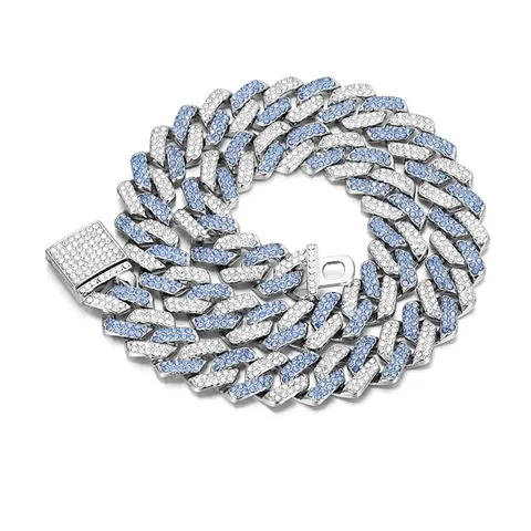 Hip Hop 14mm Raute Panzerkette Halskette Für Herren Damen Iced Out Strass Eingelegt Zinklegierung Trendy Streetwear Schmuck