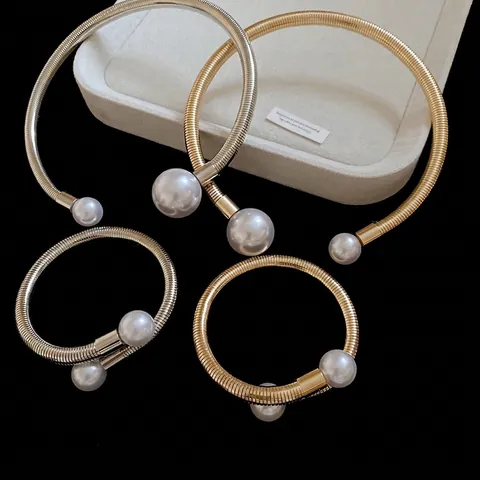 Gargantilla Abierta Y Pulsera De Moda Aleación Imitación Perla Artificial Joyería De Moda Minimalista Elegante Para Mujer