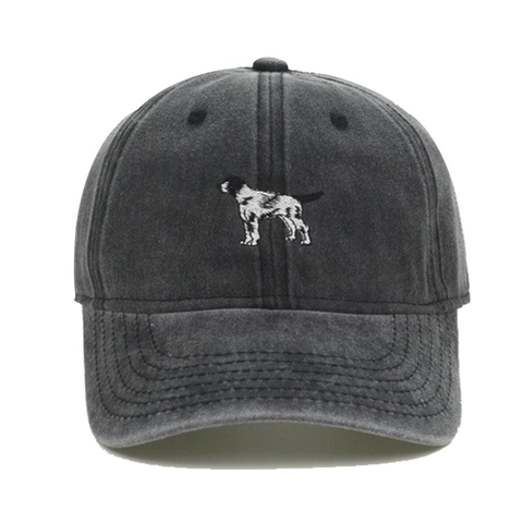 Vintage Gewaschene Baumwolle Baseballkappe Gestickt Hund Tier Muster Verstellbar Soft Top Sonnenhut Für Damen Herren Casual Sport