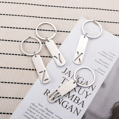 Edelstahl Alphabet Schlüsselanhänger Hohlbuchstabe Langer Anhänger Tasche Anhänger Schmuck Geschenk Für Studenten