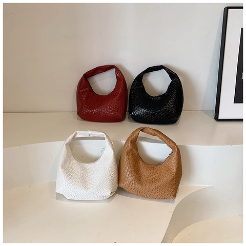 Gewebte Hobo Handtasche PU Leder Unterarm Schultertasche Für Damen Mode Vielseitig Halbmondform Französischer Stil