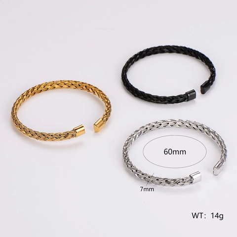 Roestvrijstalen Gevlochten Open Manchet Armband Minimalistische Twist Bangle Voor Dames Heren Mode Sieraden