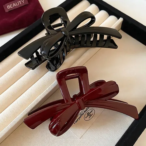 Pinza De Pelo Grande De Acrílico Forma De Lazo Brillante Accesorios Para Mujer Estilo Francés Elegante Coreano