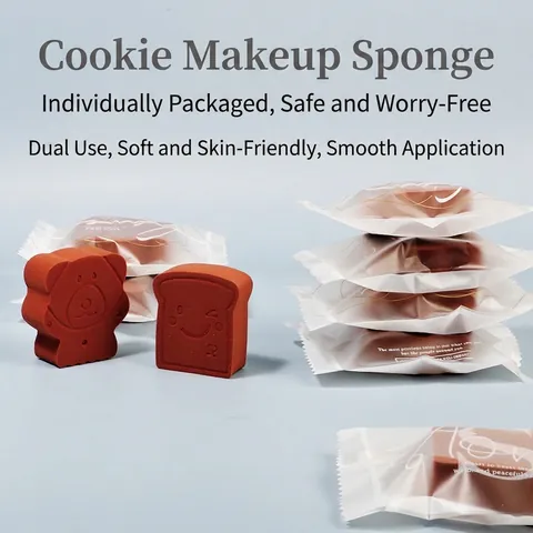 Spugne Per Trucco Carine Forme Orso Toast Biscotto Idrofilo Non Lattice Uso Secco Umido Espandibile Con Acqua Sfumini Morbidi