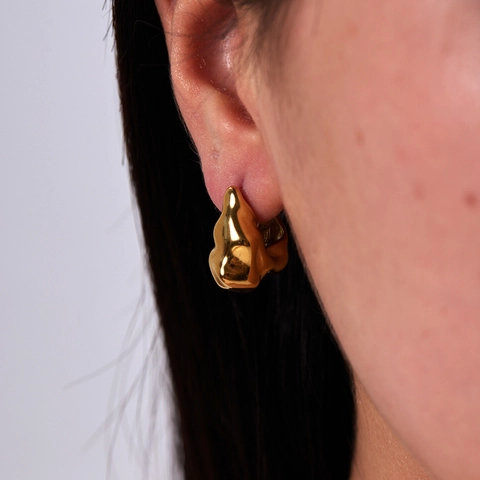 Boucles D'oreilles Créoles Irrégulières En Métal Liquide Lave Acier Inoxydable 304 Style Français Vintage Pour Femmes