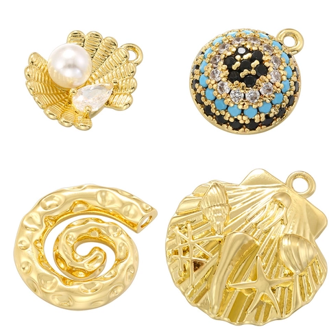 Pendenti Occhio Del Diavolo Conchiglia In Ottone Con Perla Artificial Zircone Turchese Per Accessori Gioielli Da Donna