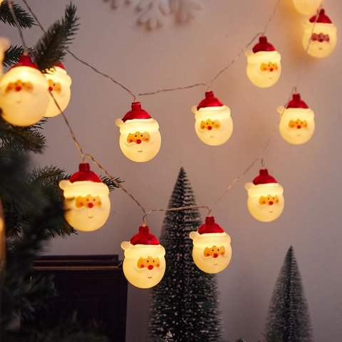 Christmas LED String Lights Santa Claus Snowman Fairy Lights For Xmas Tree Decoration Indoor Holiday Home Party Ornaments