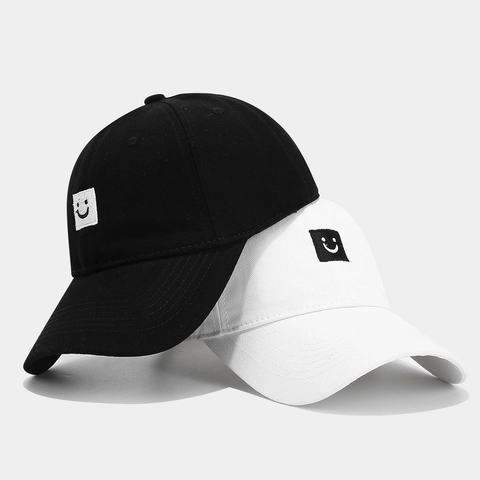 Gorra De Beisbol De Algodon Bordado Sonrisa Visera Curva Proteccion Solar Al Aire Libre Estilo Casual Sombrero Ajustable