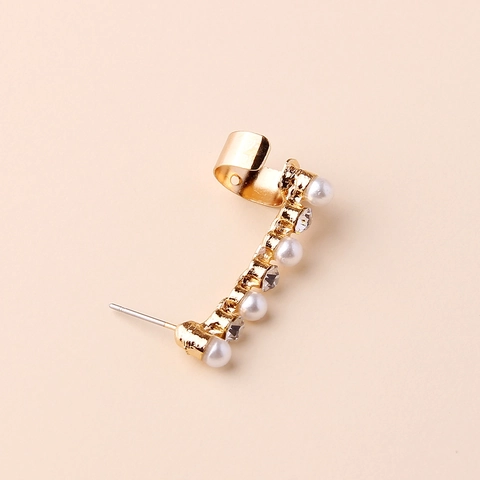 Mode Legering Vergulde Strass Kunstparel Ear Cuffs Voor Vrouwen Geometrische Wrap Oorbellen Partij Sieraden Accessoire