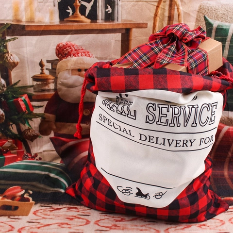 Weihnachts Nikolaussack Großer Leinen Kordelzug Geschenkbeutel Für Feiertage Aufbewahrung Rentier Schneemann Druck