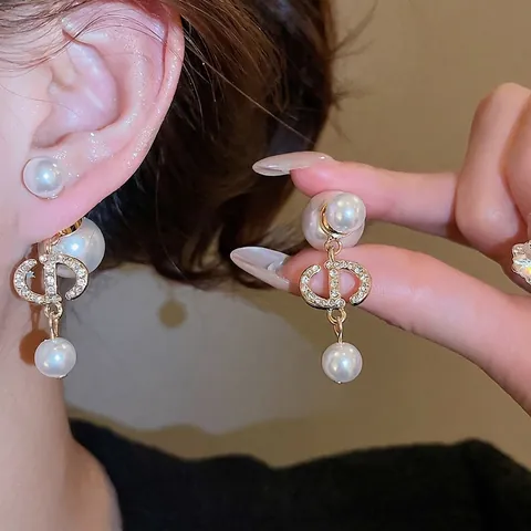 Eleganti Orecchini A Lobo Con Künstliche Perle E Strass Con Perno In Argento Placcato Oro Stile Vintage Geometrico Per Donna