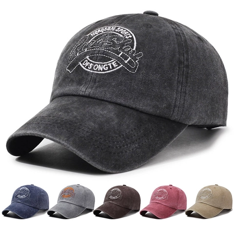 Vintage Washed Cotton Baseball Cap For Men Women Adjustable Retro Distressed Embroidered Sun Protection Outdoor Sport Hat