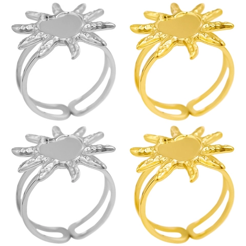 Zonnestraal Hart Open Ring 304 Roestvrij Staal 18K Verguld Verstelbaar Onregelmatig Mode Sieraden Vrouwen
