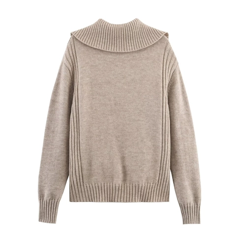 Cardigan In Maglia Con Collo A Scialle Da Donna Misto Nylon Viscosa Abbottonato Bordo A Costine Casual Tinta Unita
