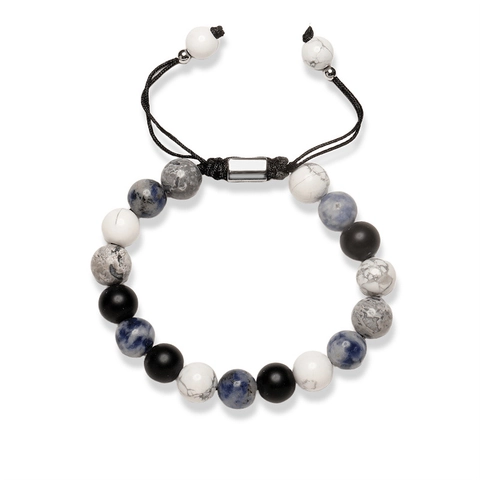 Natural Stone Beaded Bracelet Adjustable Braided Rope Copper Slider Minimalist Geometric Jewelry For Women Men