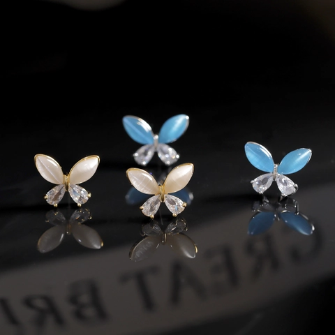 Schmetterling Ohrstecker Mit Katzenauge Zirkon Und 925 Sterling Silber Ohrstecker Elegant Zierlich Für Damen