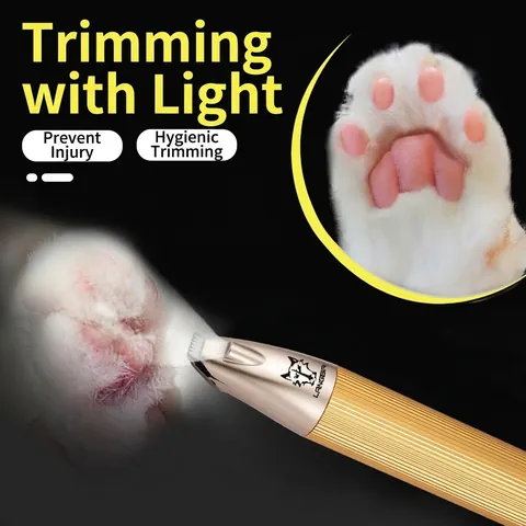 Tagliapeli Elettrico Professionale Per Piedi Di Animali Con Luce LED Basso Rumore Ricaricabile Rifinitore In Metallo Per Cani E Gatti