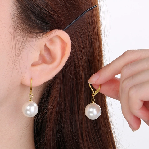 Pendientes Colgantes De Perlas Artificiales De Concha Con Ganchos De Acero Inoxidable Joyería Elegante De Perlas Artificiales Para Mujeres