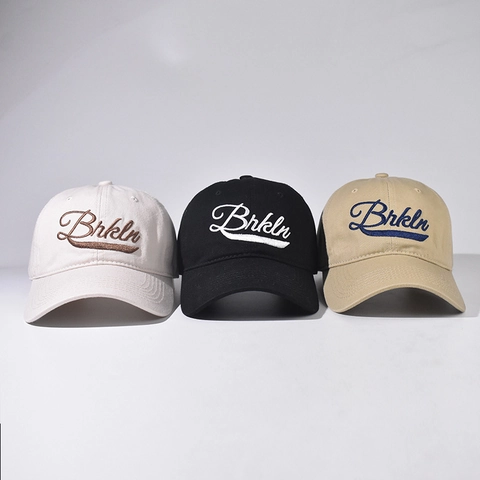 Casquette De Baseball Sergé De Coton Broderie Lettres Brkln Streetwear Rétro Réglable Chapeau Soleil Hommes Femmes