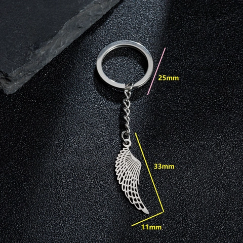 Minimalist Stainless Steel Angel Wing Feather Keychain Pendant Key Ring For Men Women Daily Decorative Accessories Gift